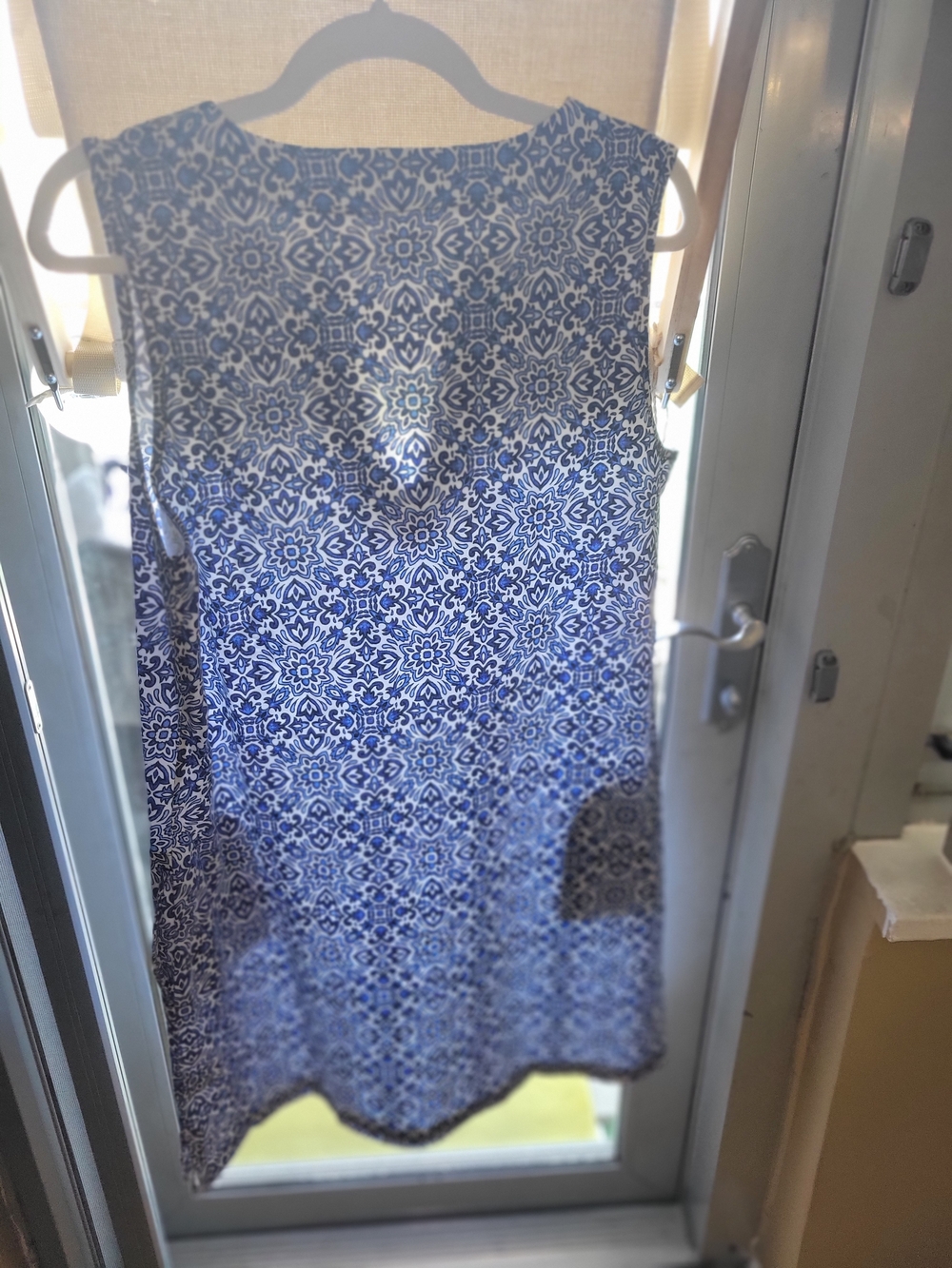 LANDS END, Lot Of 2- Blue and White Summer Printed Tee-Shirt Dresses SZ LG